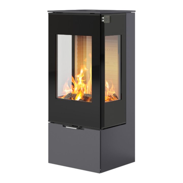 Rais Nexo 100 Wood Stove Platinum Black Glass Framed Door Side Glass Windows - Platinum