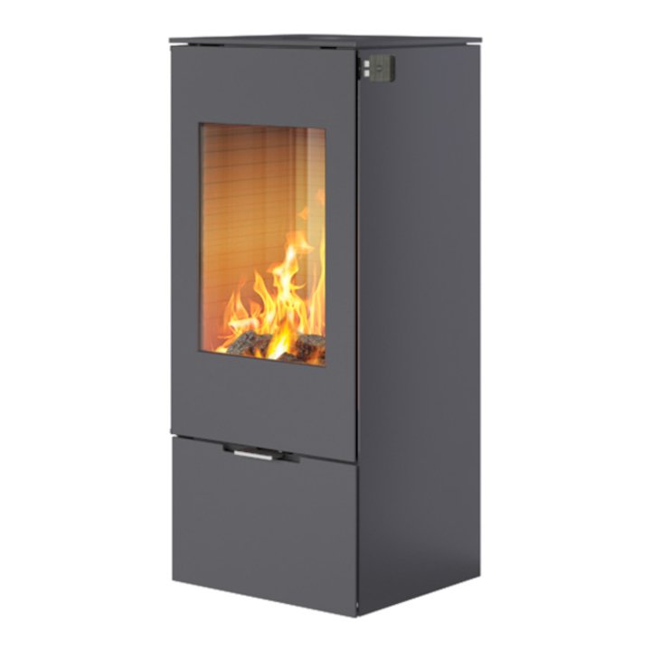 Rais Nexo 100 Wood Stove Platinum Metal Framed Door Solid Sides - Platinum