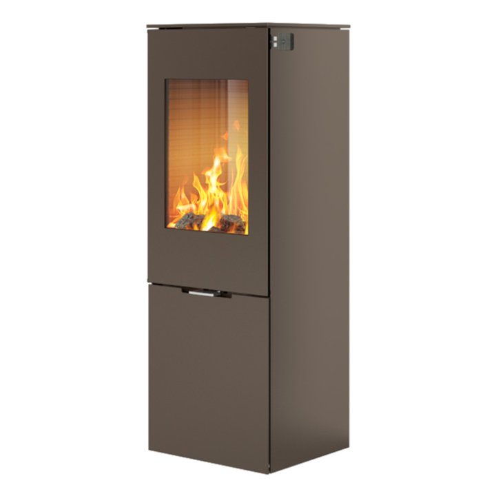 Rais Nexo 120 Wood Stove Mocha Metal Framed Door Solid Sides - Mocha