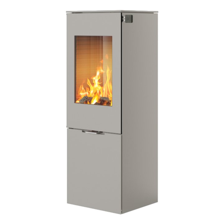 Rais Nexo 120 Wood Stove Nickel Metal Framed Door Solid Sides - Nickel