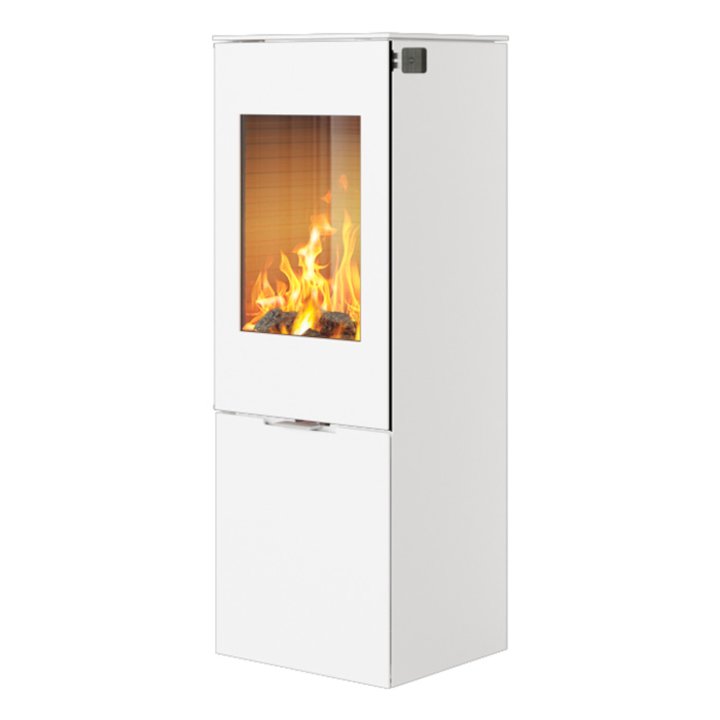 Rais Nexo 120 Wood Stove White Metal Framed Door Solid Sides - White