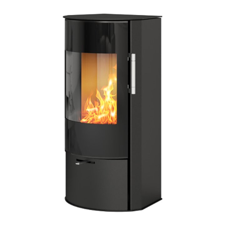 Rais Rina Wood Stove Black Black Glass Framed Door - Black