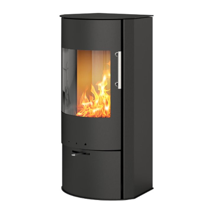 Rais Rina Wood Stove Black Metal Framed Door - Black