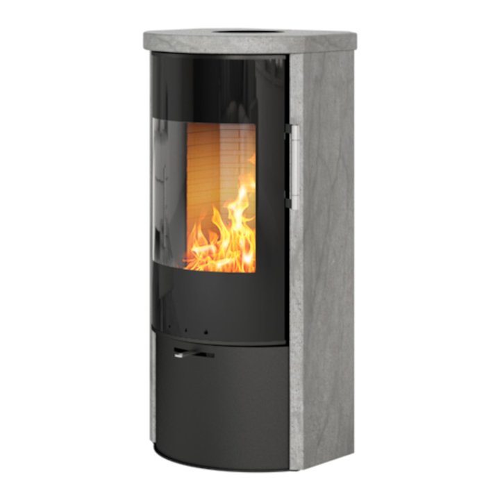 Rais Rina Wood Stove Black/Soapstone Black Glass Framed Door - Black / Soapstone