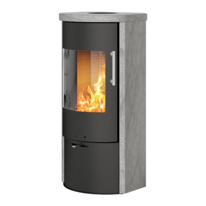 Rais Rina Wood Stove Black/Soapstone Metal Framed Door - Black / Soapstone