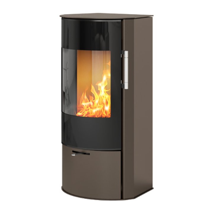 Rais Rina Wood Stove Mocha Black Glass Framed Door - Mocha