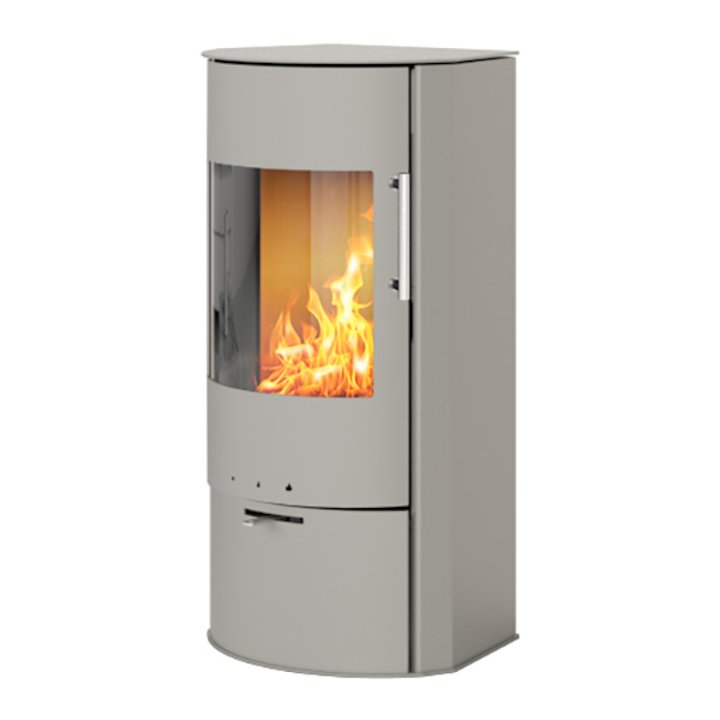 Rais Rina Wood Stove Nickel Metal Framed Door - Nickel