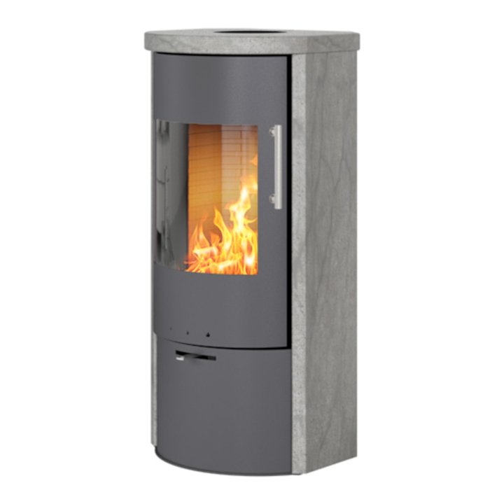 Rais Rina Wood Stove Platinum/Soapstone Metal Framed Door - Platinum / Soapstone
