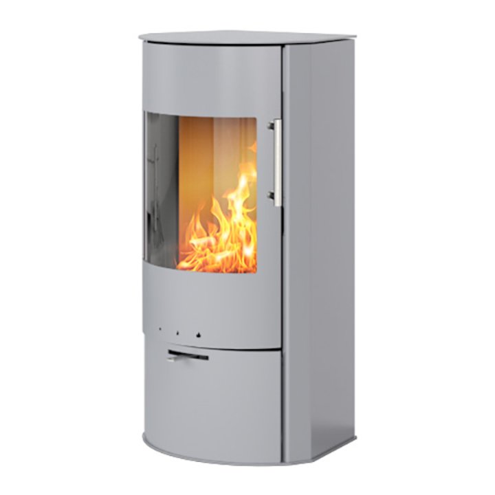 Rais Rina Wood Stove Silver Metal Framed Door - Silver Filigree