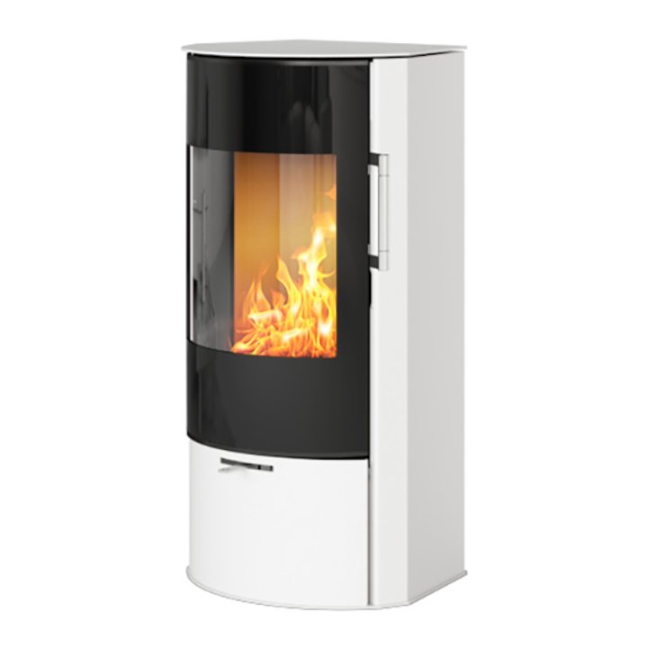Rais Rina Wood Stove White Black Glass Framed Door - White