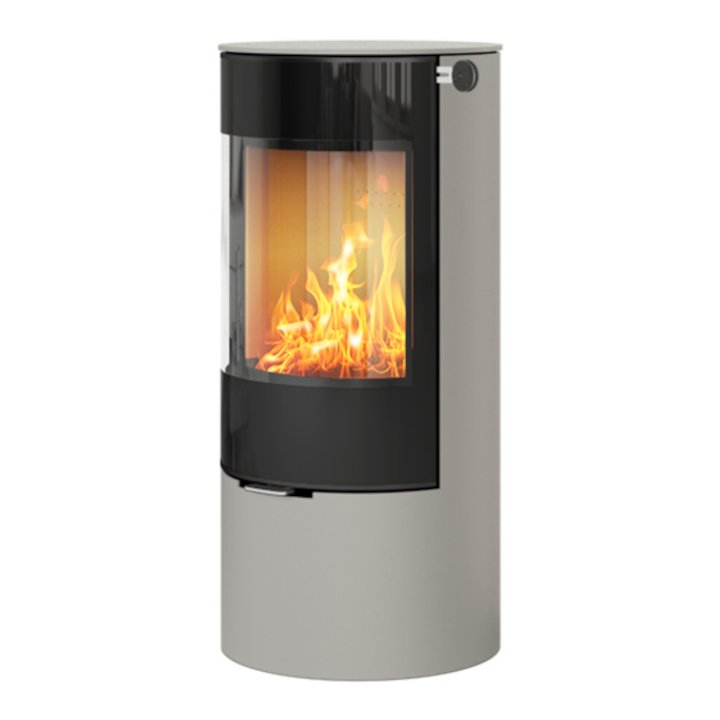 Rais Viva 100L Wood Stove Nickel Black Glass Framed Door Solid Sides - Nickel