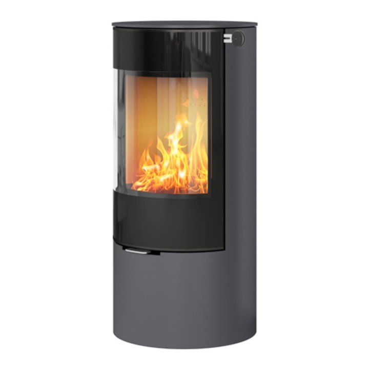 Rais Viva 100L Wood Stove Platinum Black Glass Framed Door Solid Sides - Platinum