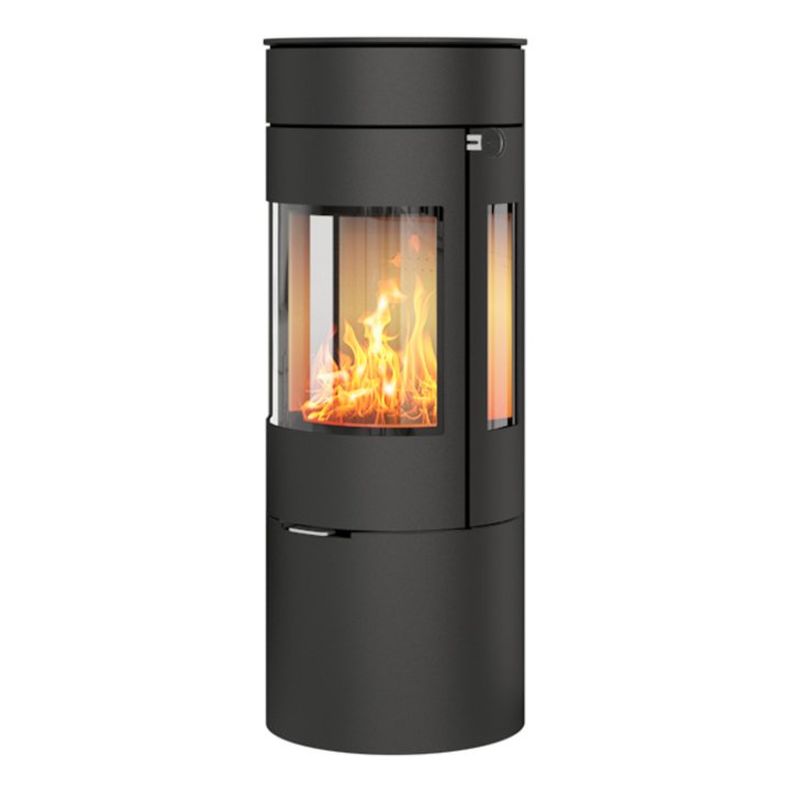 Rais Viva 120L Wood Stove Black Metal Framed Door Side Glass Windows - Black