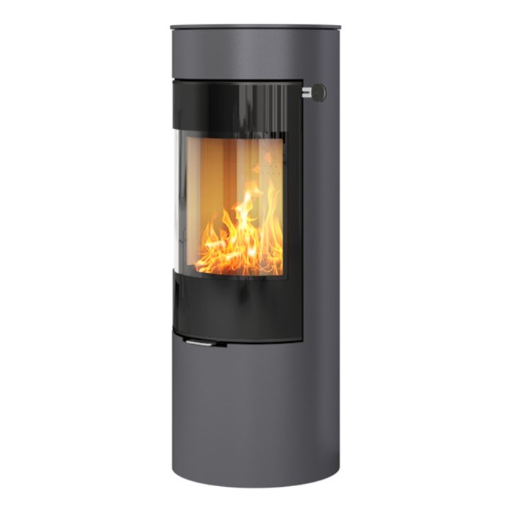 Rais Viva 120L Wood Stove Platinum Black Glass Framed Door Solid Sides - Platinum