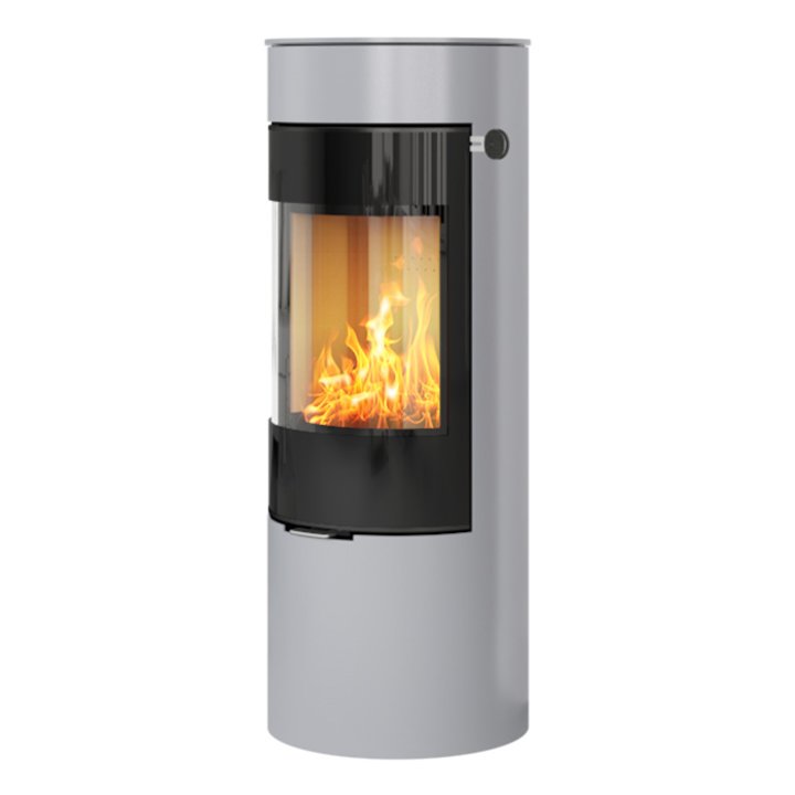 Rais Viva 120L Wood Stove Silver Black Glass Framed Door Solid Sides - Silver Filigree