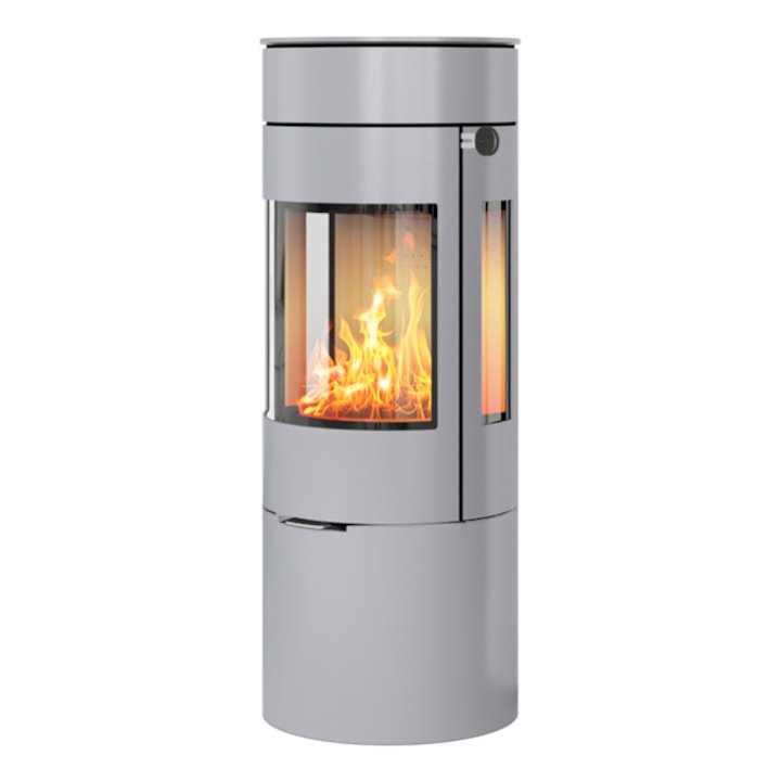 Rais Viva 120L Wood Stove Silver Metal Framed Door Side Glass Windows - Silver Filigree