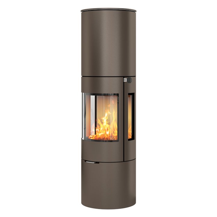 Rais Viva 160L Wood Stove Mocha Metal Framed Door Side Glass Windows - Mocha