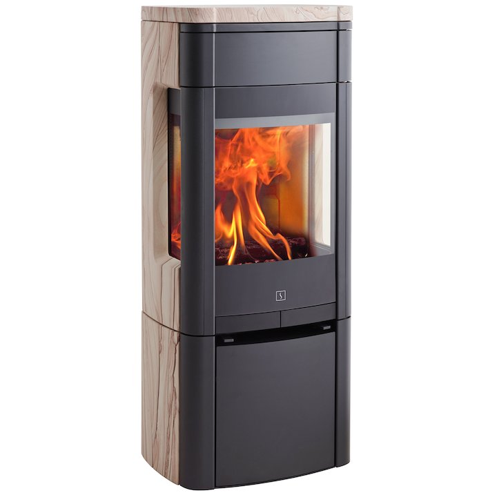 Scan 65 Wood Stove Black/Sandstone Side Glass Windows - Black / Sandstone
