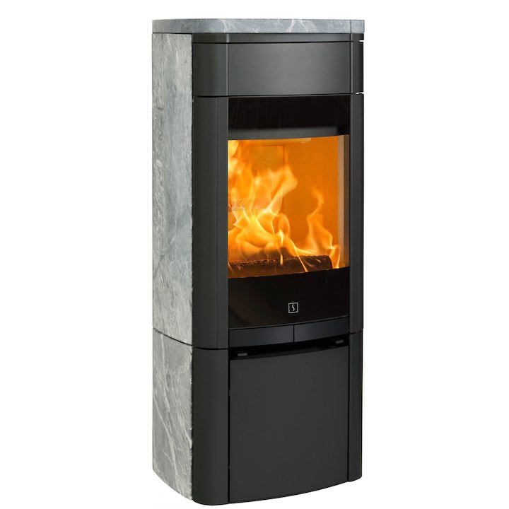 Scan 65 Wood Stove Black/Soapstone Solid Sides - Black / Soapstone