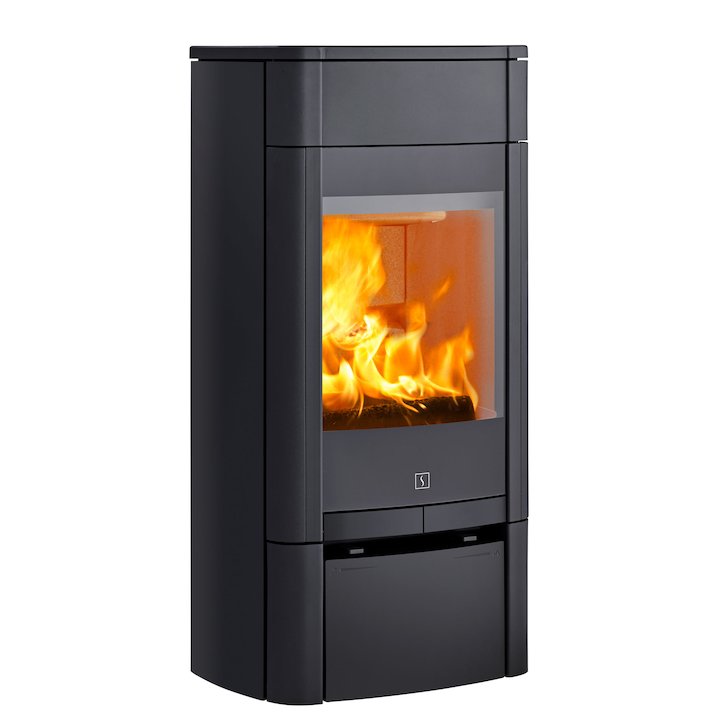 Scan 65 Low Wood Stove Black Solid Sides - Black
