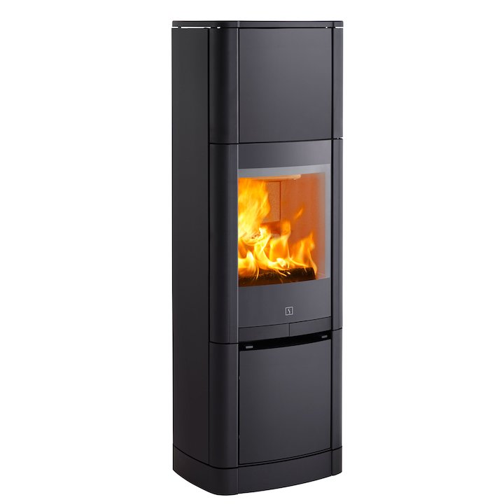 Scan 65 High Top Wood Stove Black Solid Sides - Black