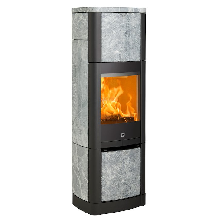Scan 65 High Top Wood Stove Black/Soapstone Solid Sides - Black / Soapstone