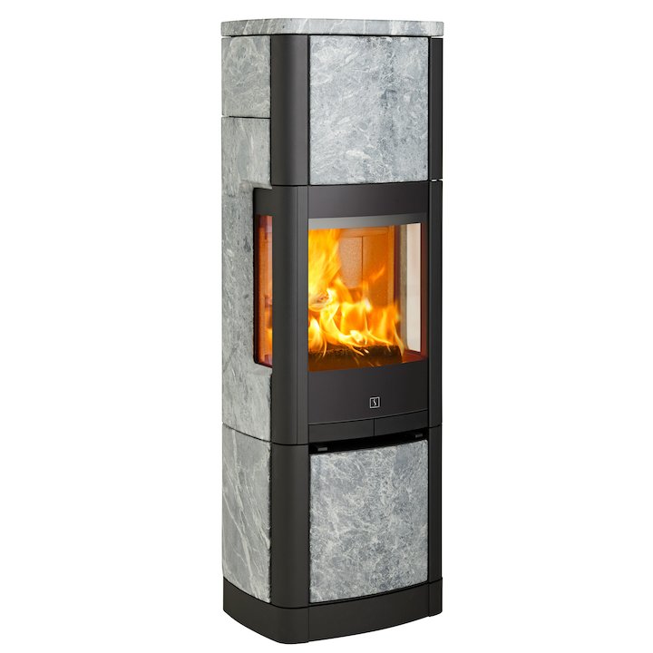 Scan 65 High Top Wood Stove Black/Soapstone Side Glass Windows - Black / Soapstone
