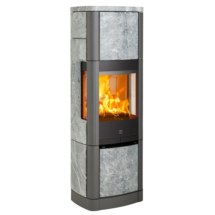 Scan 65 High Top Wood Stove Grey/Soapstone Side Glass Windows - Grey / Soapstone