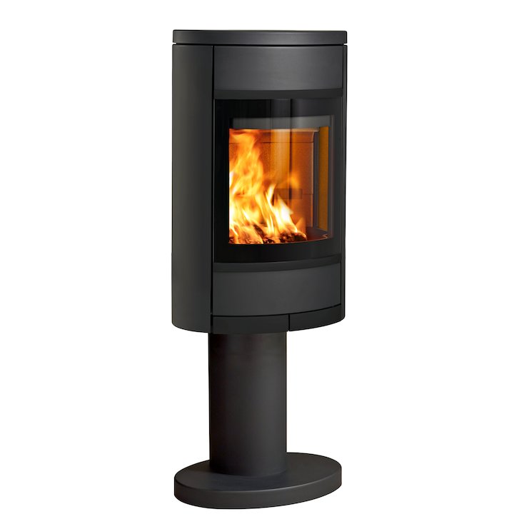 Scan 68 Pedestal Wood Stove Black Solid Sides Black Trim - Black