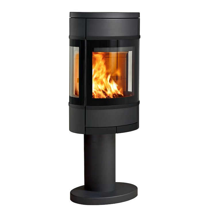 Scan 68 Pedestal Wood Stove Black Side Glass Windows Black Trim - Black