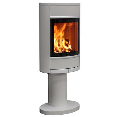 Scan 68 Pedestal Wood Stove Silver Solid Sides Silver Trim