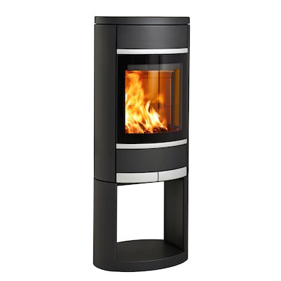 Scan 68 Logstore Wood Stove Black Solid Sides Silver Trim