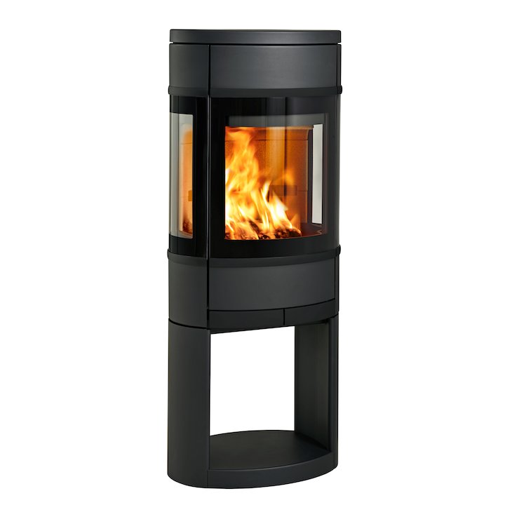 Scan 68 Logstore Wood Stove Black Side Glass Windows Black Trim - Black