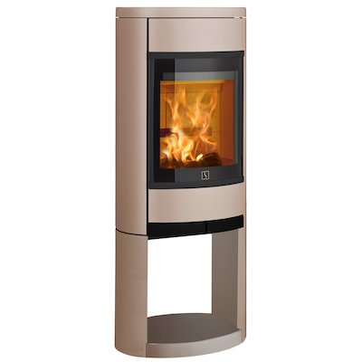 Scan 68 Logstore Wood Stove Champagne Solid Sides Black Trim