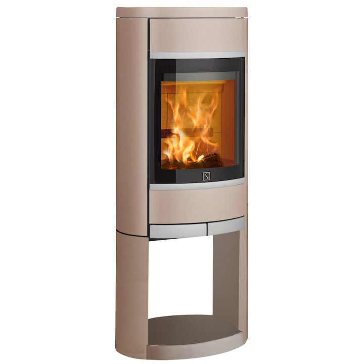 Scan 68 Logstore Wood Stove Champagne Solid Sides Silver Trim - Champagne