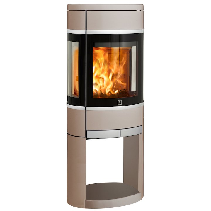 Scan 68 Logstore Wood Stove Champagne Side Glass Windows Silver Trim - Champagne