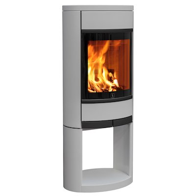 Scan 68 Logstore Wood Stove Silver Solid Sides Black Trim