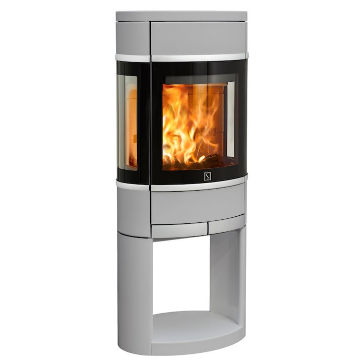 Scan 68 Logstore Wood Stove Silver Side Glass Windows Silver Trim - Silver Filigree