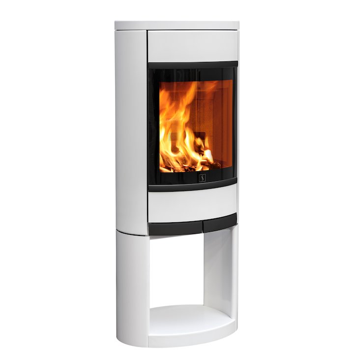Scan 68 Logstore Wood Stove White Solid Sides Black Trim - White