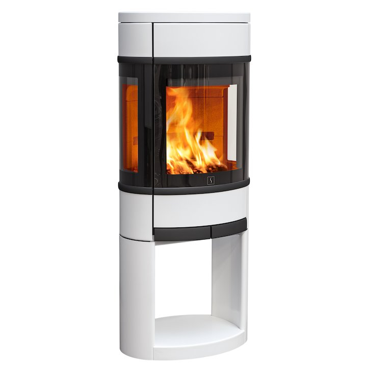 Scan 68 Logstore Wood Stove White Side Glass Windows Black Trim - White