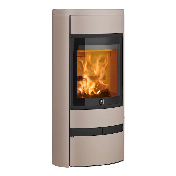 Scan 68 Low Base Wood Stove Champagne Solid Sides Black Trim - Champagne