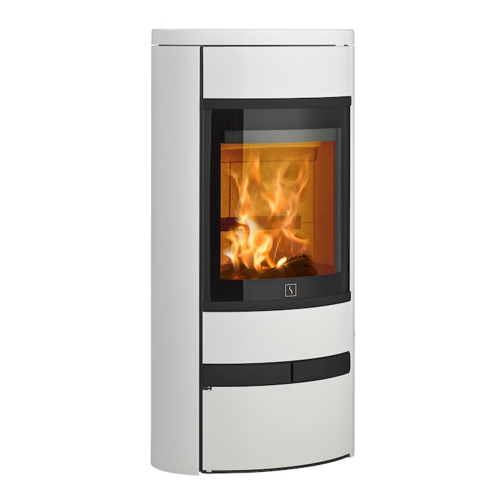Scan 68 Low Base Wood Stove White Solid Sides Black Trim - White
