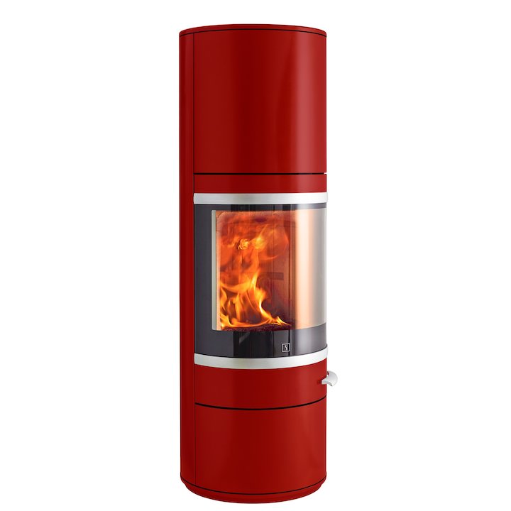 Scan 83 Maxi Wood Stove Red Silver Trim - Red