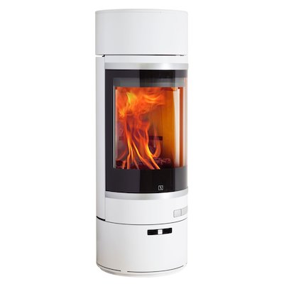 Scan 85 LL Wood Stove White Silver Trim