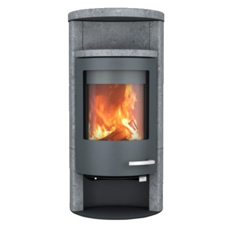 Skantherm Beo Wood Stove Soapstone Grey Trim Round Top - Soapstone
