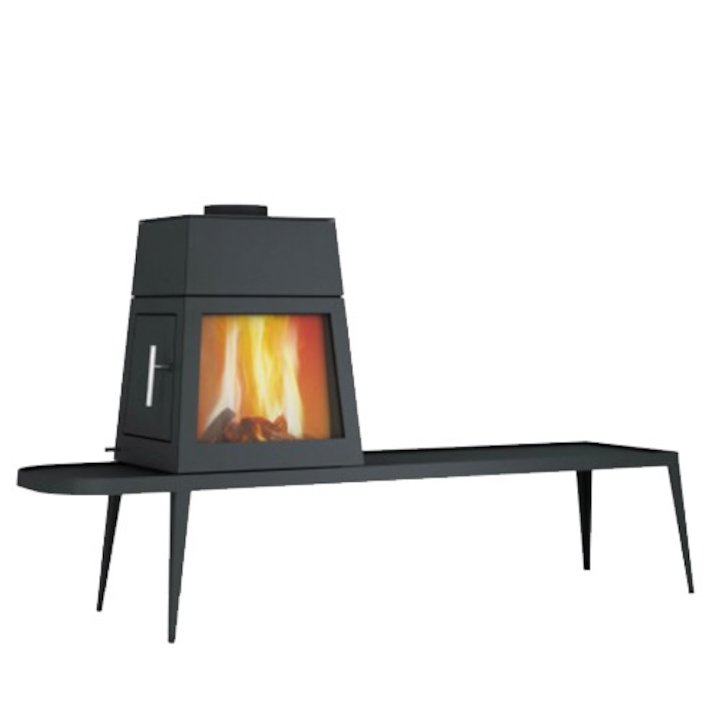 Skantherm Shaker Long Wood Stove Black Left Hinged Door - Black