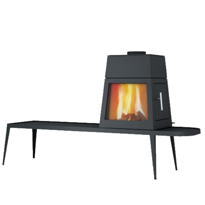Skantherm Shaker Long Wood Stove Black Right Hinged Door - Black