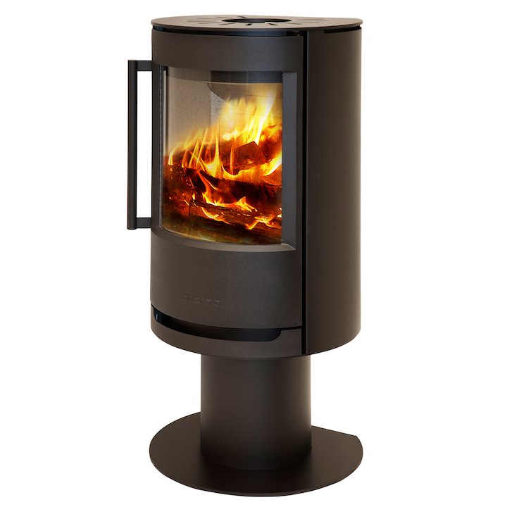 Wiking Luma Pedestal Wood Stove Black Solid Sides - Black