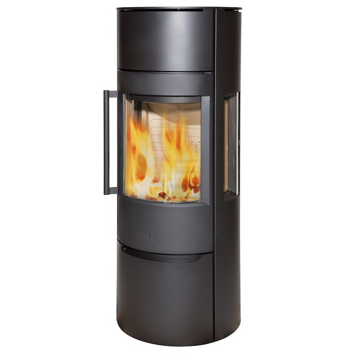 Wiking Luma Tall Wood Stove Black Side Glass Windows - Black