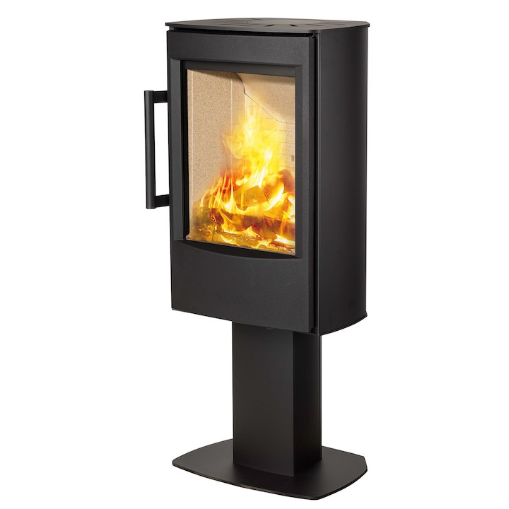 Wiking Miro Pedestal Wood Stove Black Solid Sides - Black